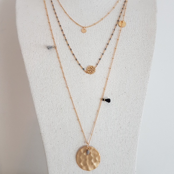Collier sautoir multi rangs plaqué Or