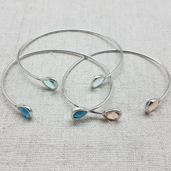 Bracelet jonc ouvert pierre colorés Argent