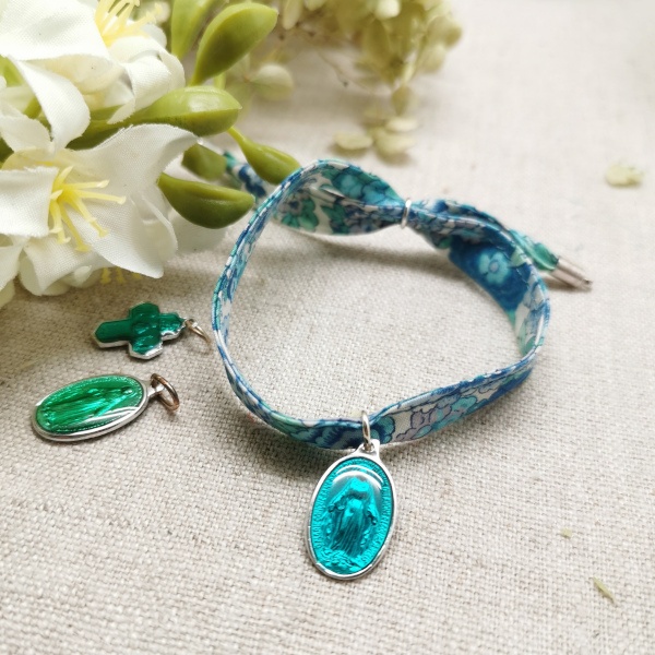Bracelet religieux médaille miraculeuse liberty - type de médailles : croix, couleur : col 9