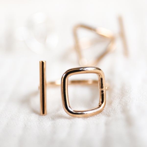 Bague ouverte  Plaqué Or motif rond, carré ou triangle