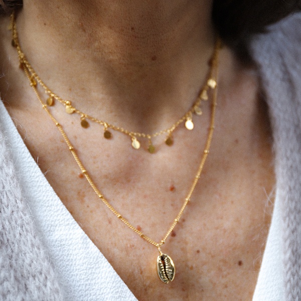 Collier pastilles plaqué Or - choix : collier