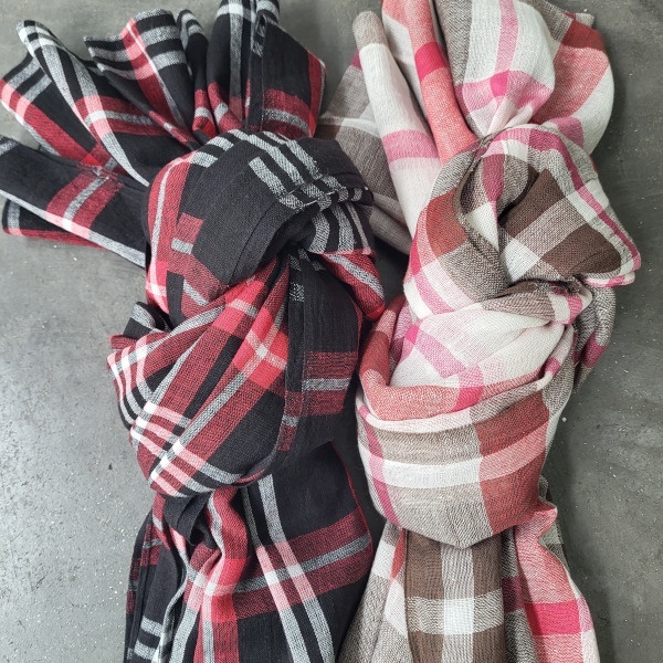 Foulard coton imprimé carreaux