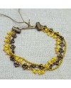 bracelets multirangs 3 chaînes colorées jaune