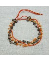 bracelets multirangs  3 chaînes colorées orange