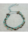 bracelets multirangs 3 chaînes colorées turquoise