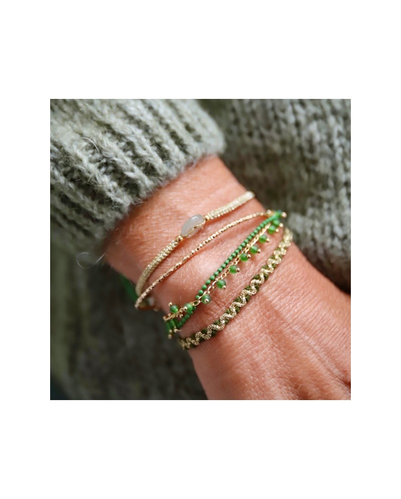 bracelets multirangs 3 chaînes colorées bleu