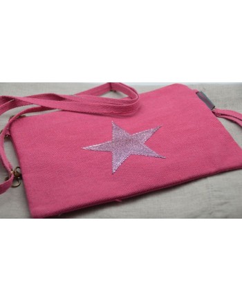 Sac bandoulière ou pochette étoile rose 