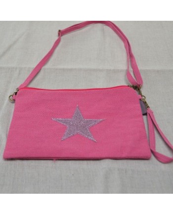 Sac ou pochette bandoulière étoile rose