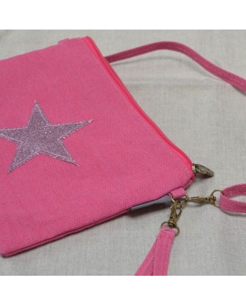 Sac ou pochette bandoulière étoile rose