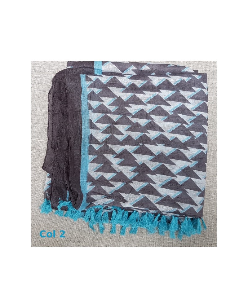 Foulard coton coloris été, les bleus