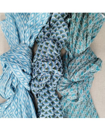 Foulard coton coloris été, les bleus