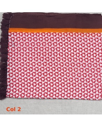 Foulard coton imprimé coloris orange et rouge