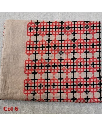 Foulard coton imprimé coloris orange et rouge