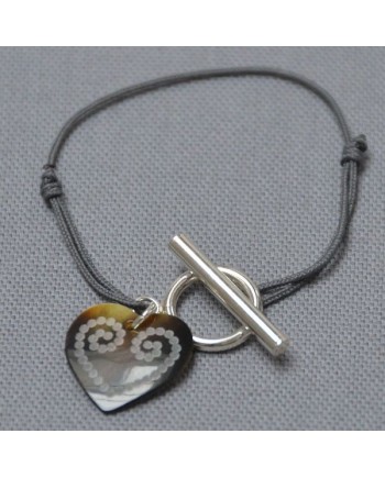 Bracelet fermoir argent et breloque nacre