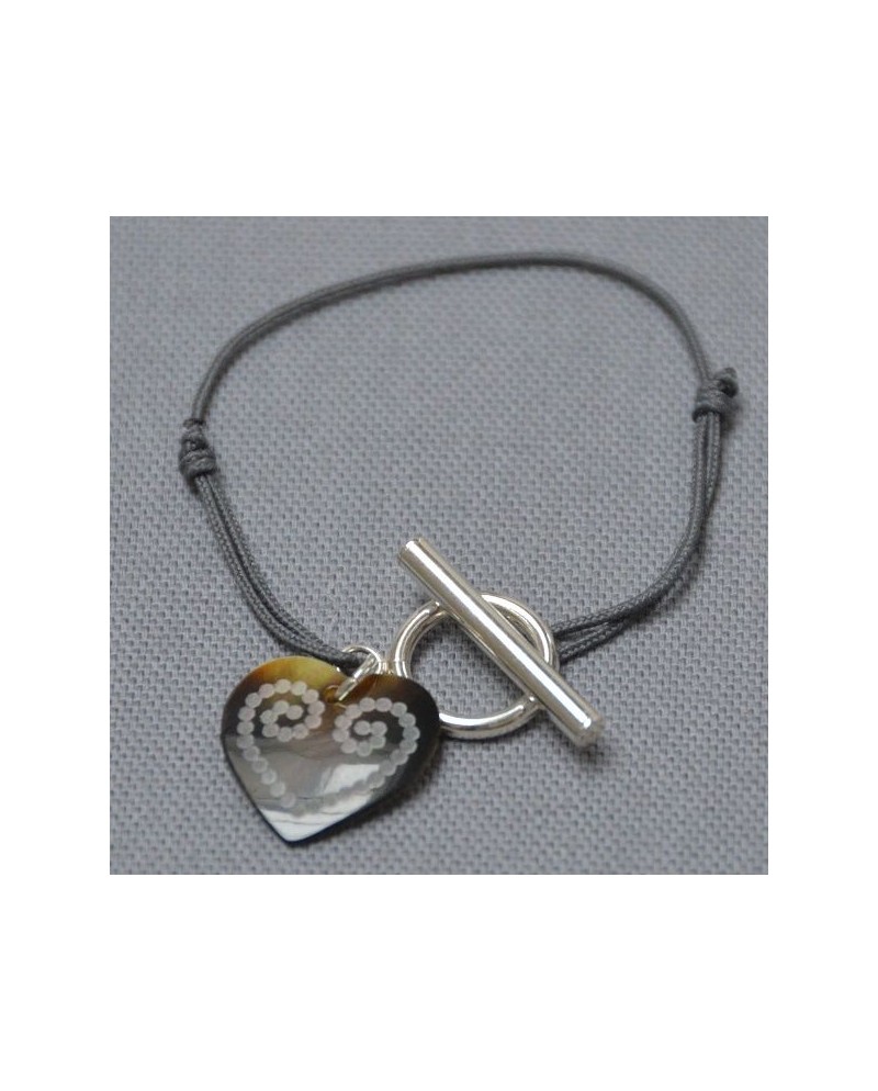 Bracelet fermoir argent et breloque nacre