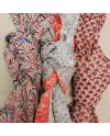 Foulard coton imprimé coloris orange et rouge