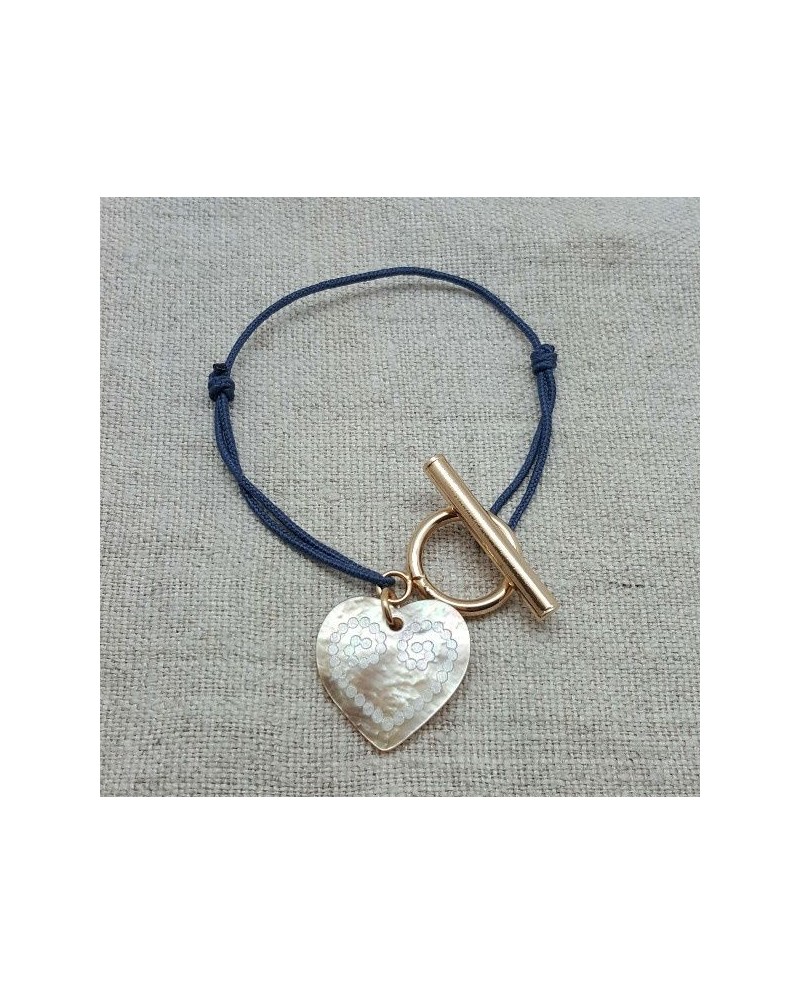 Bracelet fermoir plaqué Or et breloque nacre