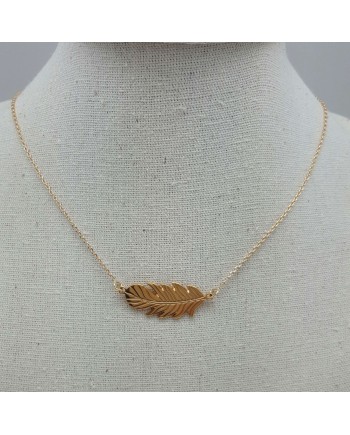 Collier plume plaqué Or horyzontale