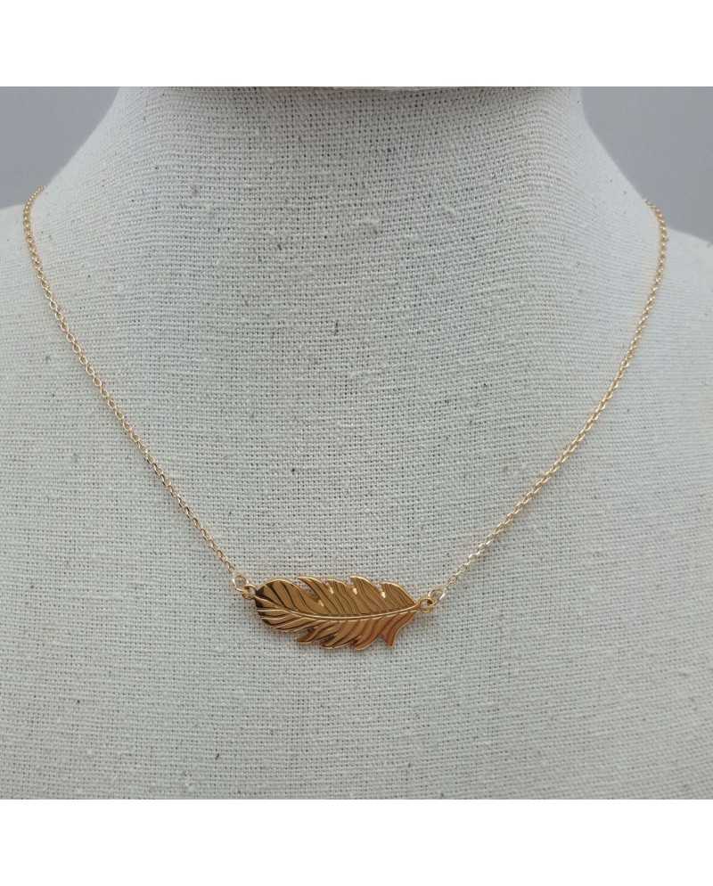 Collier plume plaqué Or horyzontale