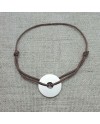 Bracelet cible ronde Argent sur lacet coton 