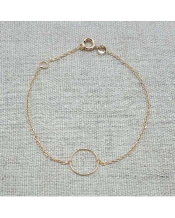 Bracelet un petit anneau Plaqué Or sur chaîne fine