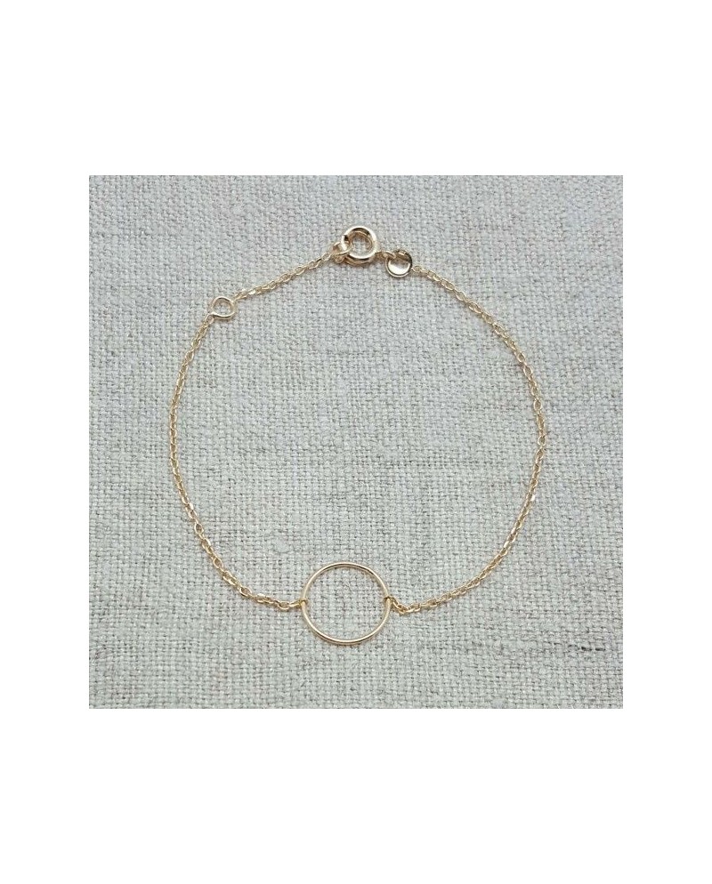 Bracelet un petit anneau Plaqué Or sur chaîne fine