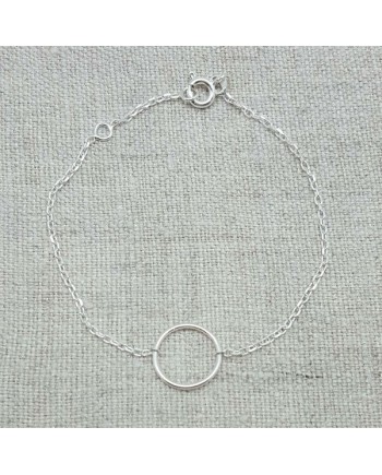Bracelet un petit anneau Argent sur chaîne fine