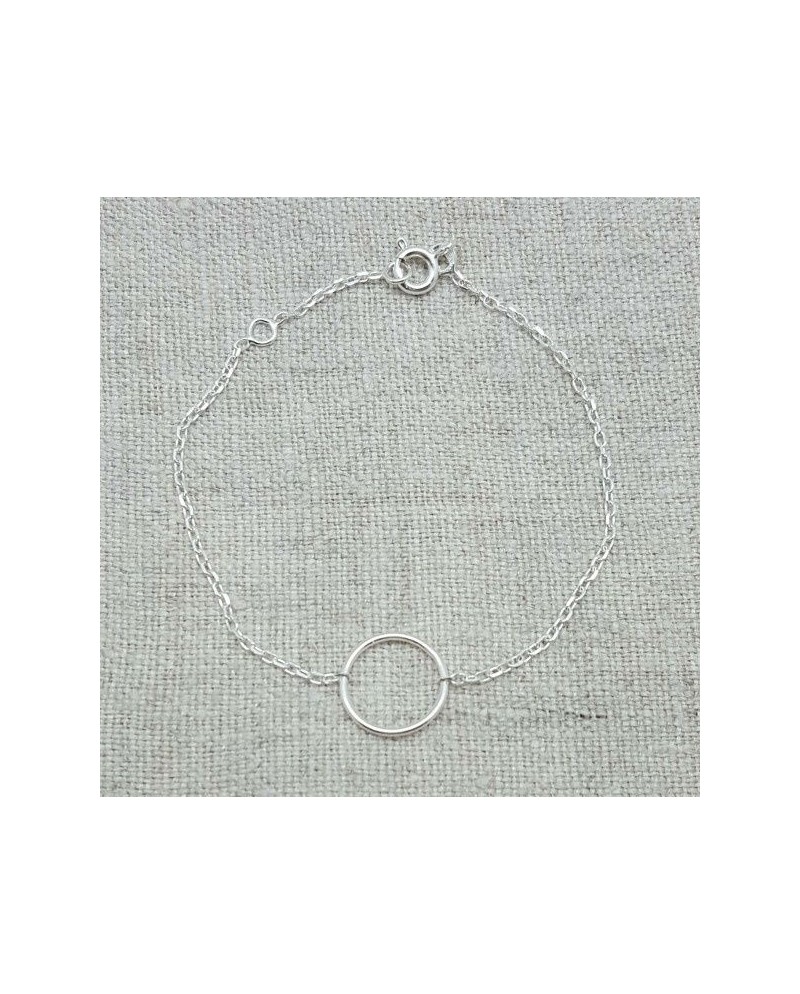 Bracelet un petit anneau Argent sur chaîne fine