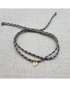 Bracelet double lien bleu et doré breloque coeur