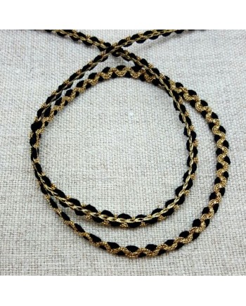 Bracelet double lien noir et doré breloque