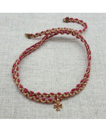 Bracelet double lien rose et doré breloque étoile 