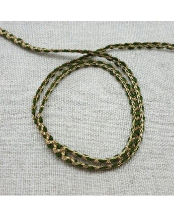 Bracelet double lien vert et doré 