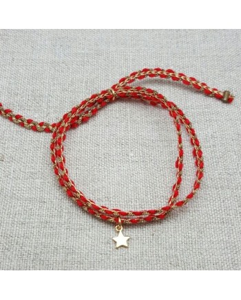 Bracelet double lien corail et doré breloque étoile