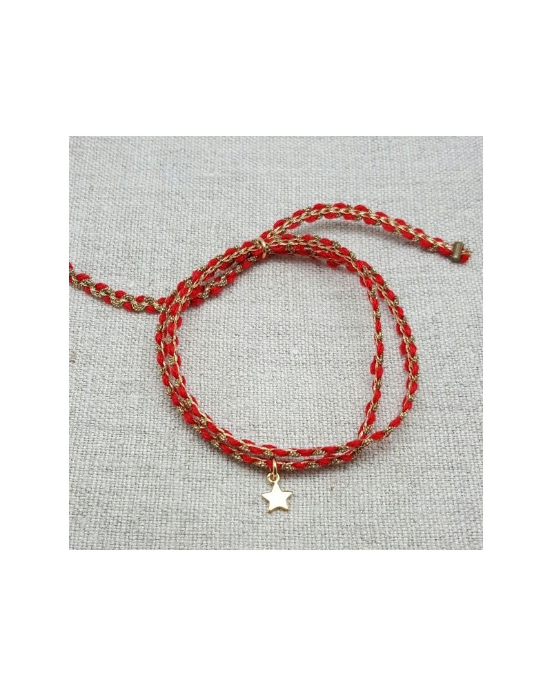Bracelet double lien corail et doré breloque étoile