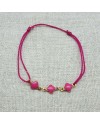 Bracelet lien coton et motifs émaillés rose