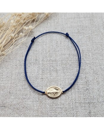 Bracelet religieux croix argent sur lien fin satiné coloré