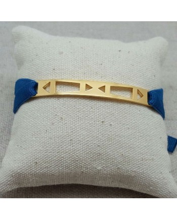 Bracelet barrette motif géométrique plaqué Or monté sur lien élastique