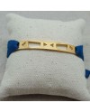 Bracelet barrette motif géométrique plaqué Or monté sur lien élastique