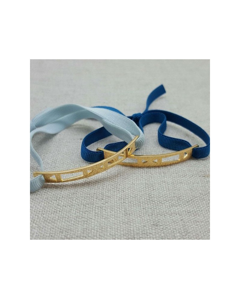 Bracelet barrette motif géométrique plaqué Or monté sur lien élastique