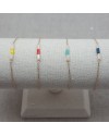Bracelet chaîne plaqué Or et perles tubes colorées