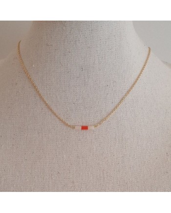 Bracelet chaîne plaqué Or et perles tubes colorées coloris turquoise