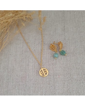 Collier fine chaîne Argent et perles tubes coloris turquoise