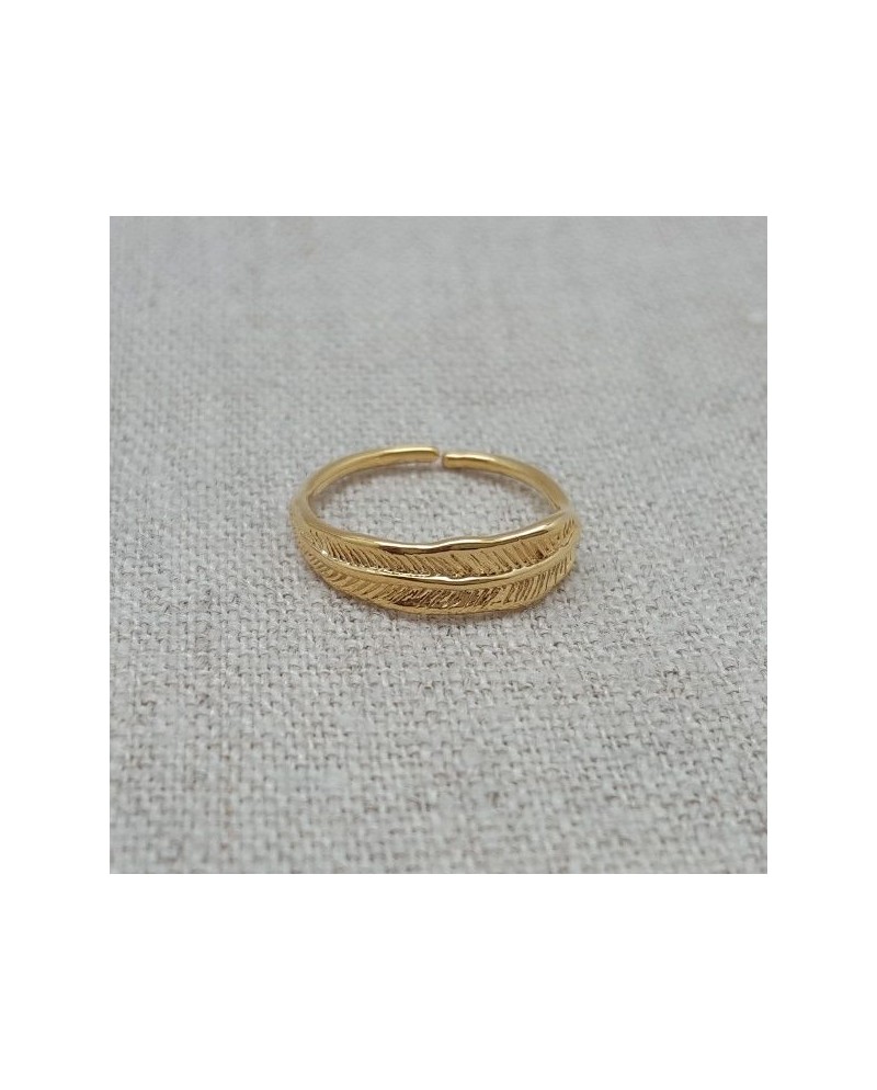 Bague plaqué Or fine plume
