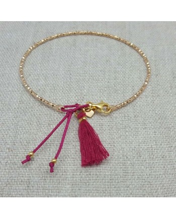 Bracelet jonc pompon Argent ou Plaqué Or