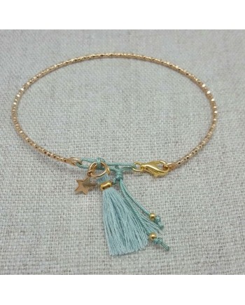 Bracelet jonc pompon Argent ou Plaqué Or