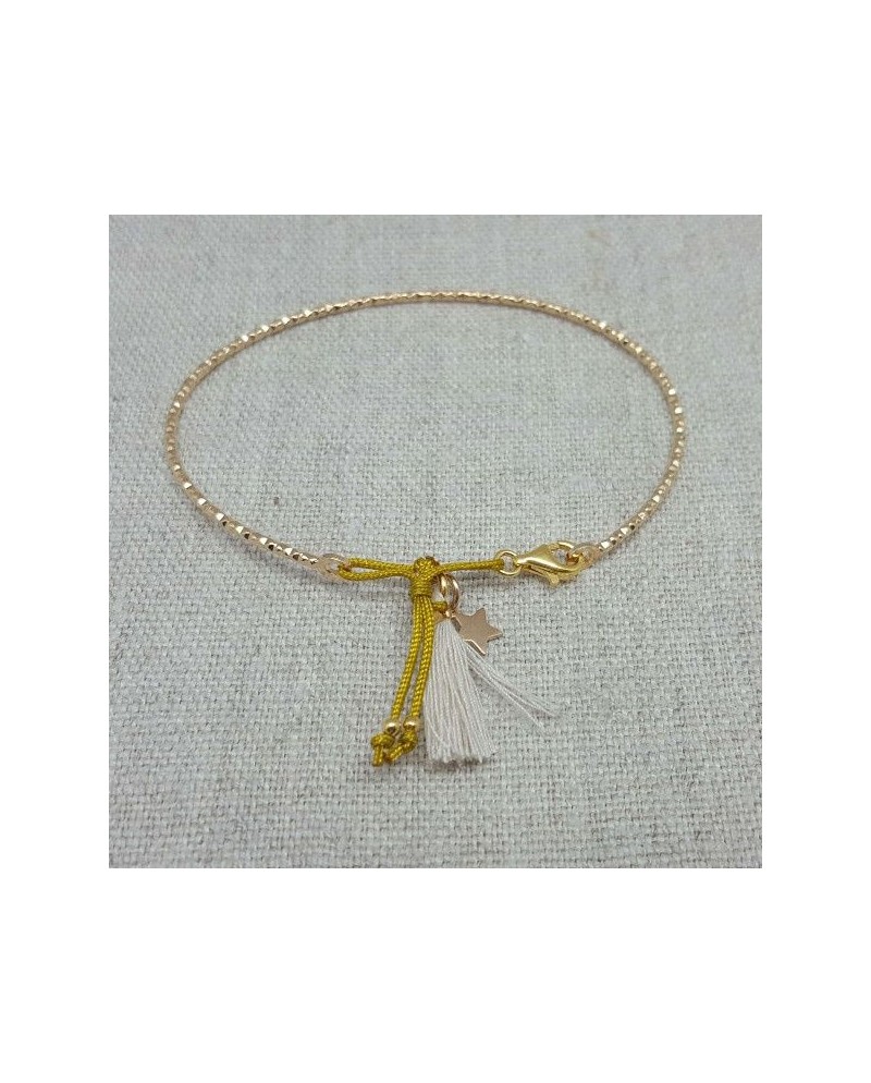 Bracelet jonc pompon Argent ou Plaqué Or