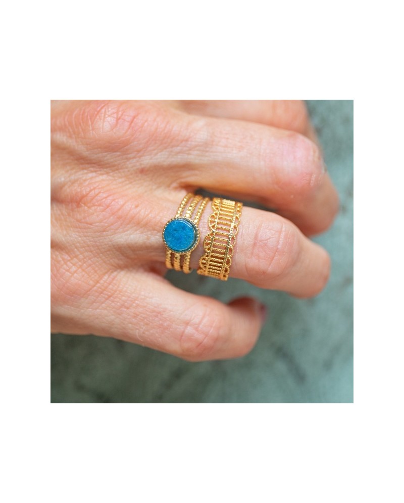 Bague plaqué Or motif dentelle ajustable