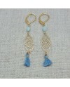Boucles d'oreilles courtes arabesque argent et pompon