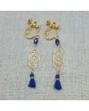 Boucles d'oreilles courtes arabesque argent et pompon