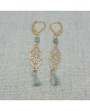 Boucles d'oreilles courtes arabesque argent et pompon